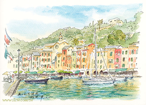 義大利芬諾港02_Portofino_Italy_painted by Lai Ying-Tse